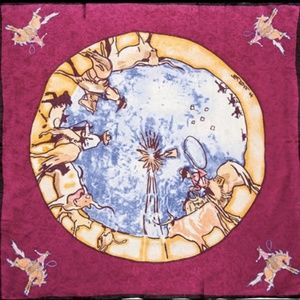 WILD RAGS LTD EDITION WINDMILL COWBOY SILK SCARF